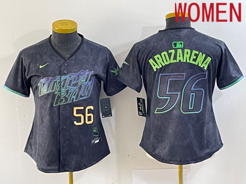 Women Tampa Bay Rays #56 Randy Arozarena Nike MLB Limited City Connect Black 2024 Jersey style 3->tampa bay rays->MLB Jersey